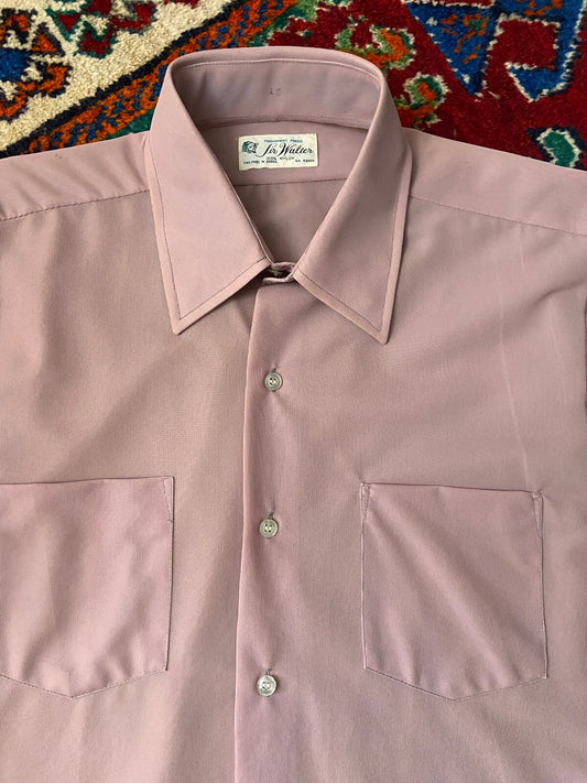 Vintage 1970s Dusty Pink Nylon Shirt