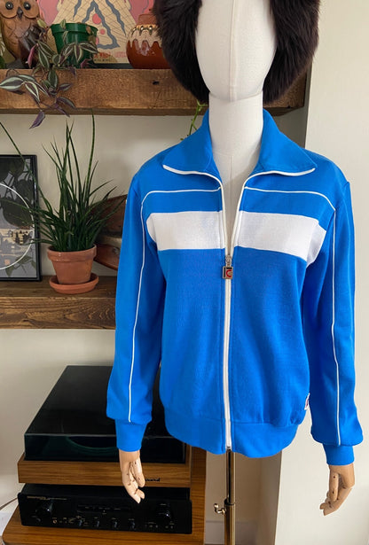Vintage 1980s Blue & White Track Top