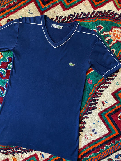 Vintage 1970s Navy V-Neck Lacoste T-Shirt
