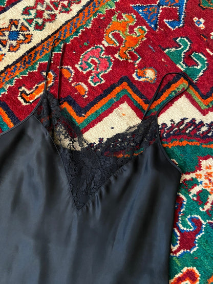 Vintage 1980s Black Lace Slip