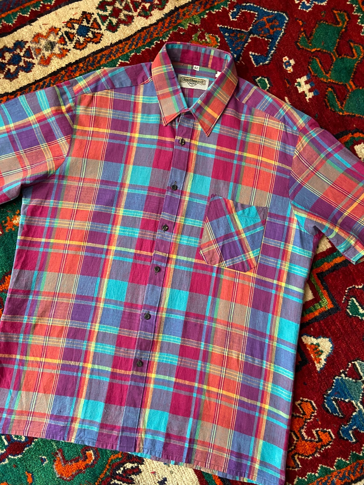 Vintage 1980s Magenta Checked Shirt