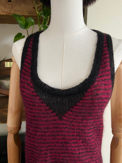 IRO Burgundy & Black Stripe Mohair Tank Top