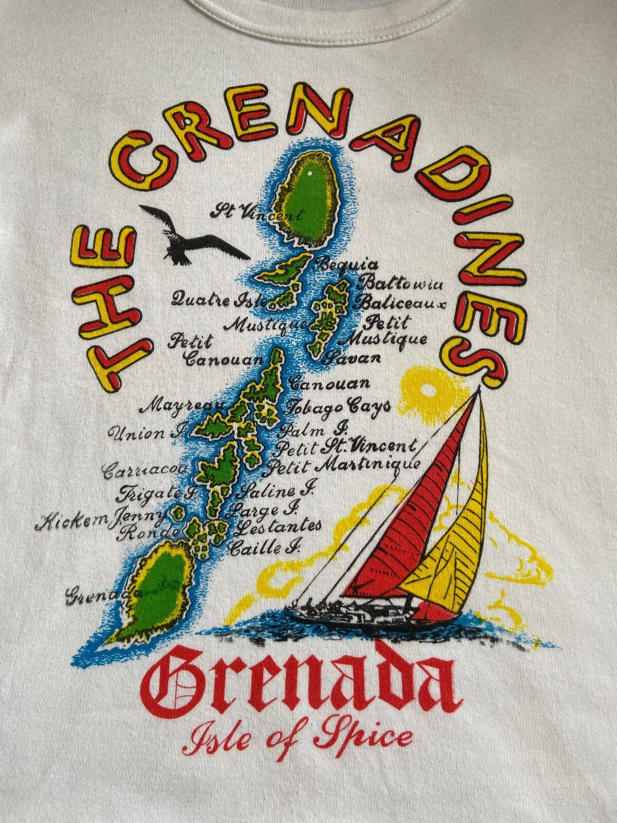 Vintage 1980s Grenada Print Souvenir T-Shirt
