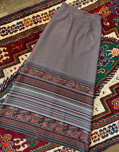 Vintage 1970s Red & Black Folk Maxi Skirt