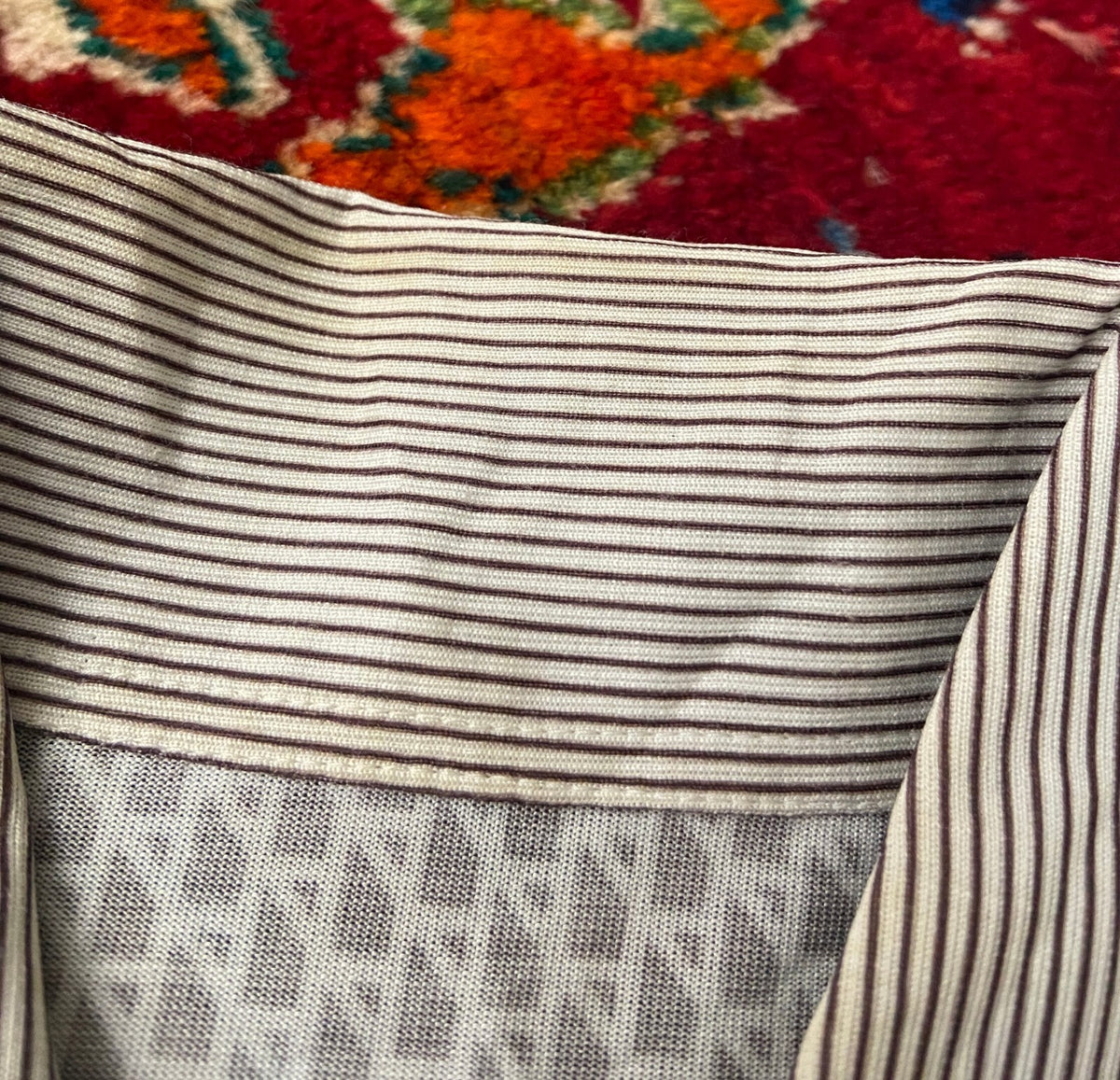Vintage 1970s Brown Japanese Patterned Jersey Top