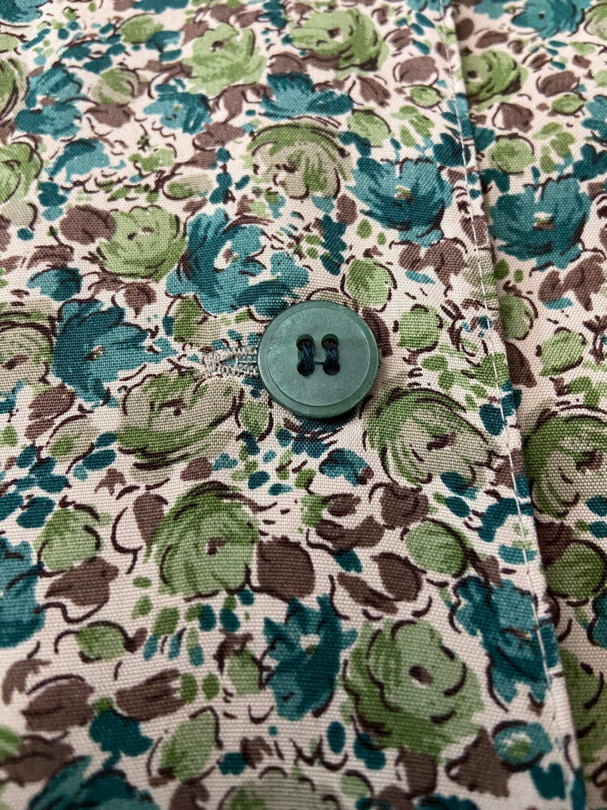 Vintage 90s Green Floral Tea Dress