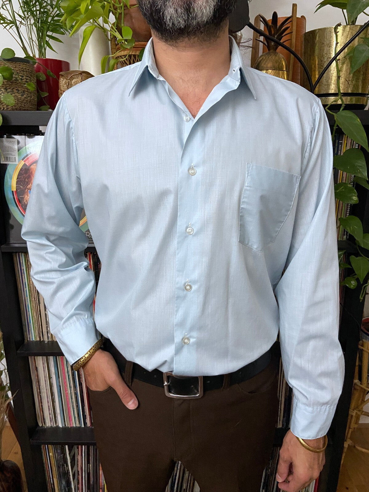 Vintage 1970s Baby Blue Shirt