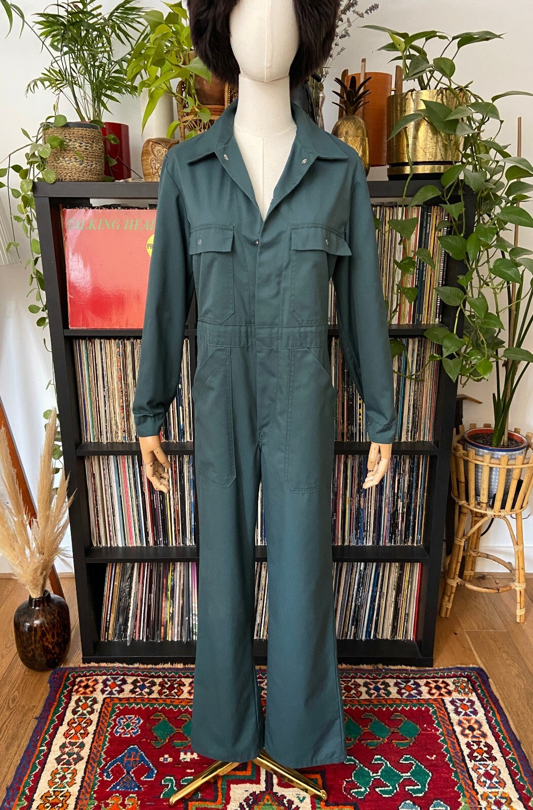 Vintage 1970s Green Workwear Utility Jumpsuit