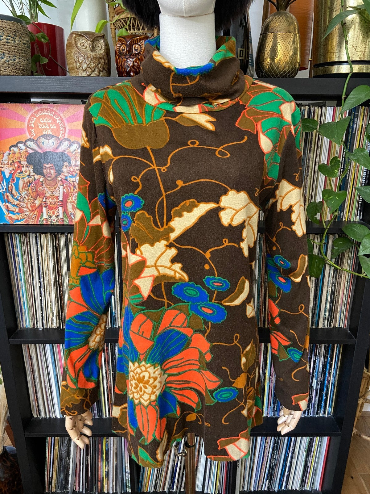Vintage 1960s Psychedelic Print Tunic Top/Micro Mini