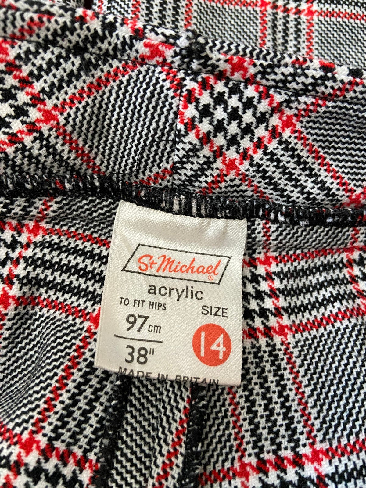 Vintage 1970s Black & Red Check Bellbottom Flares W30