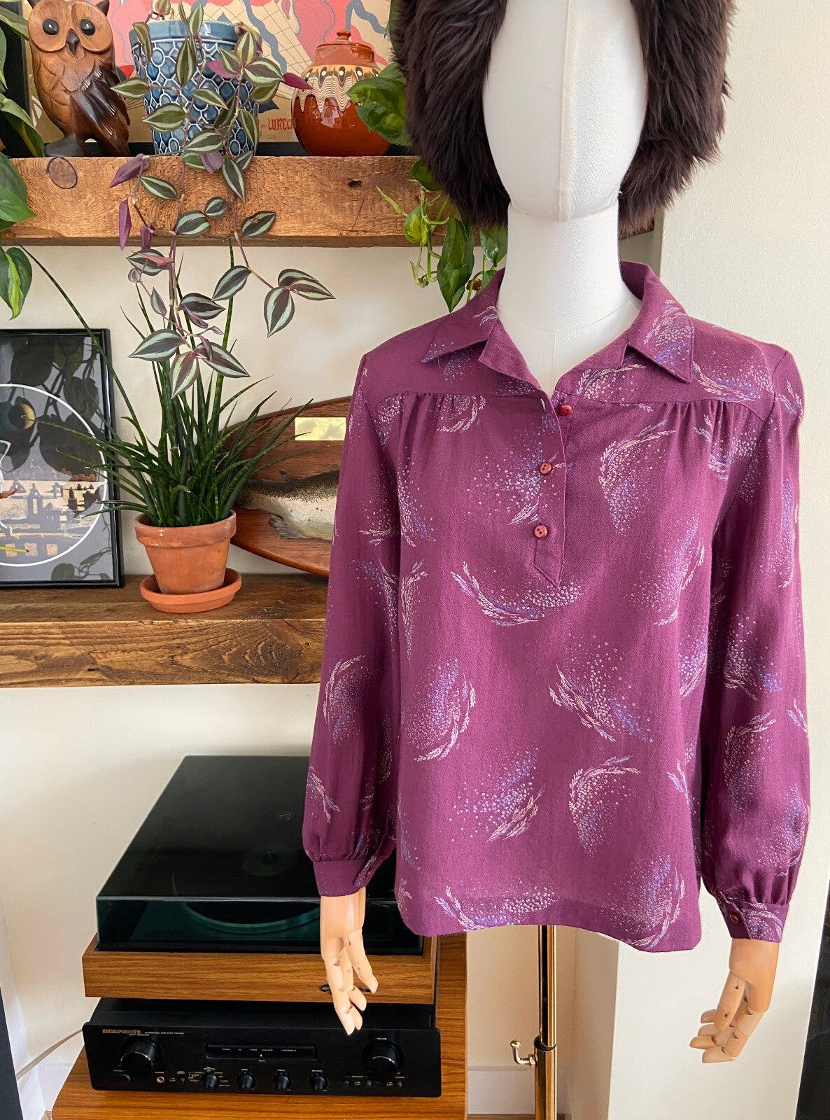 Vintage 1970s Purple Printed Shirt