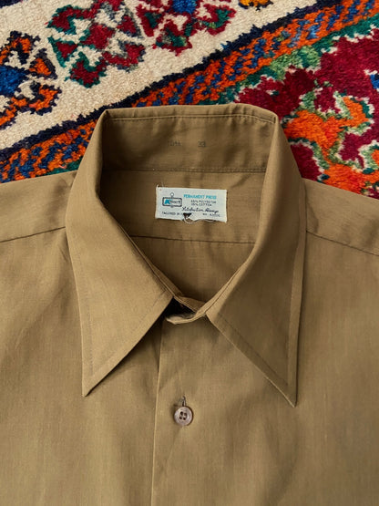 Vintage 1970s Tan Dagger Collar Shirt