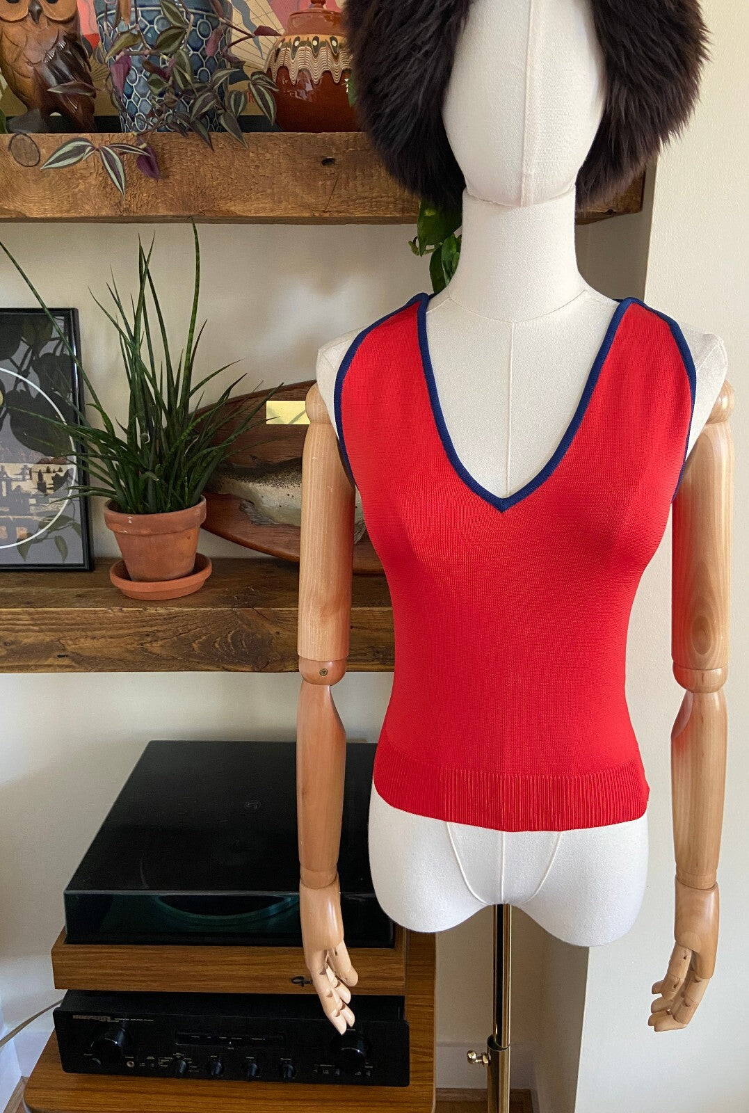 Vintage 1970s Red Vest Top