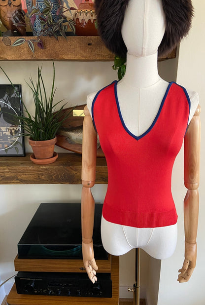 Vintage 1970s Red Vest Top
