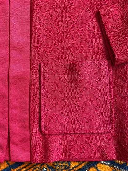 Vintage 1970s Burgundy Dagger Collar Cardigan