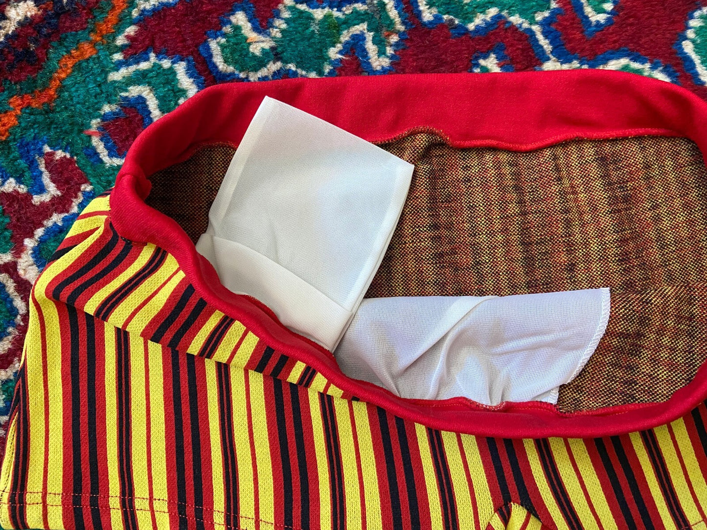 Vintage 1970s Yellow & Red Striped Swim Shorts