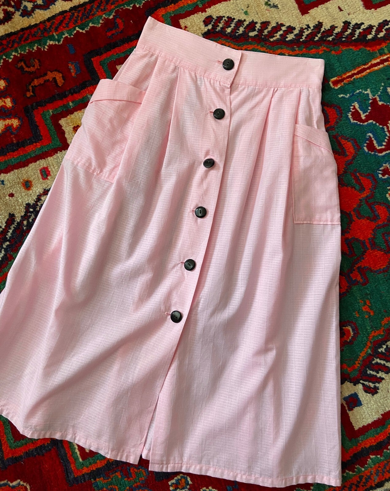 Vintage 1980s Pink Button Down Skirt