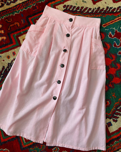 Vintage 1980s Pink Button Down Skirt
