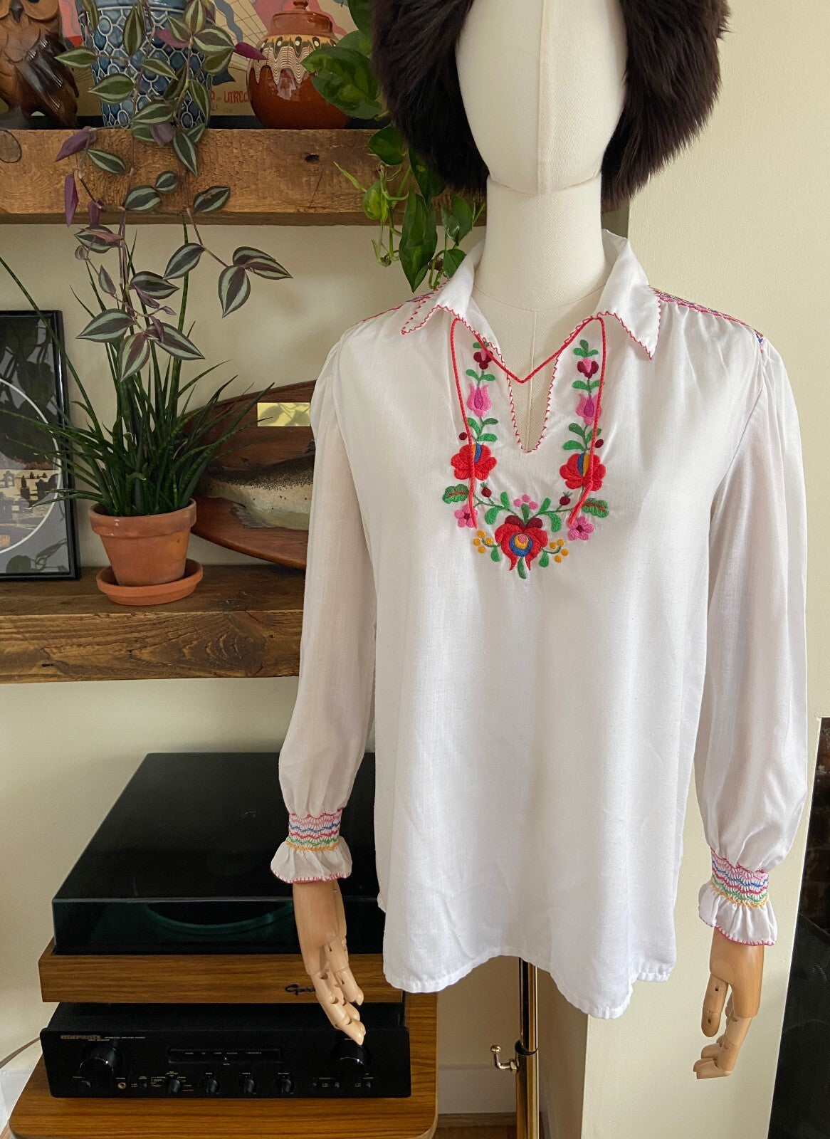 Vintage 1970s Embroidered Penny Lane Blouse