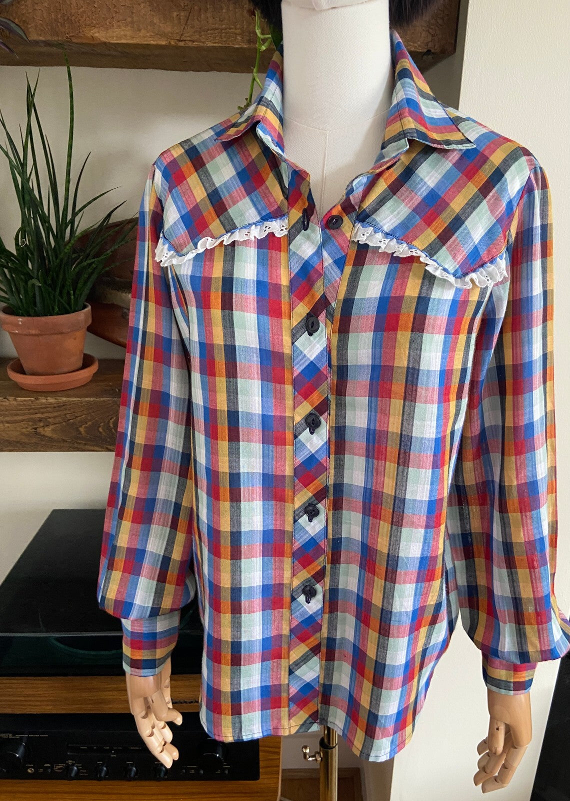 Vintage 1970s Tartan Western Shirt