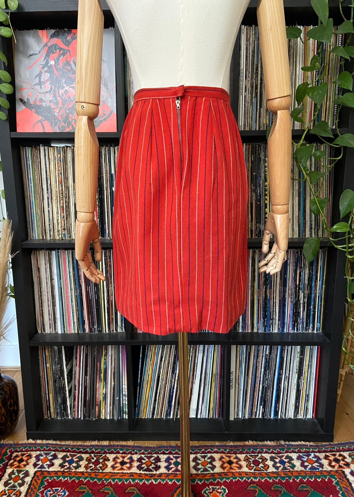 Vintage 1970s Red Pinstripe Skirt