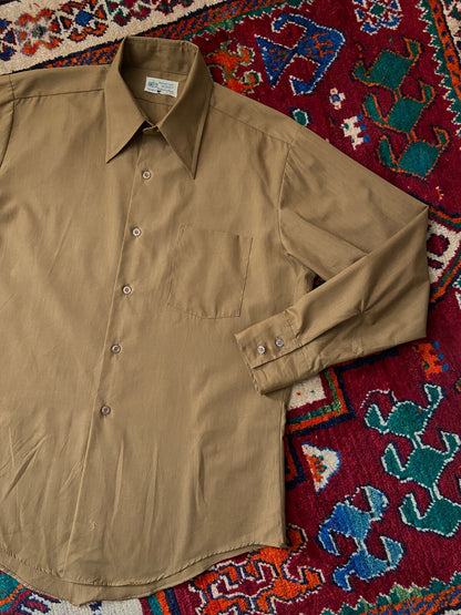 Vintage 1970s Tan Dagger Collar Shirt