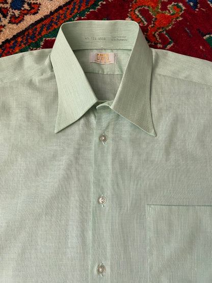 Vintage 1970s Mint Green Dagger Collar Shirt