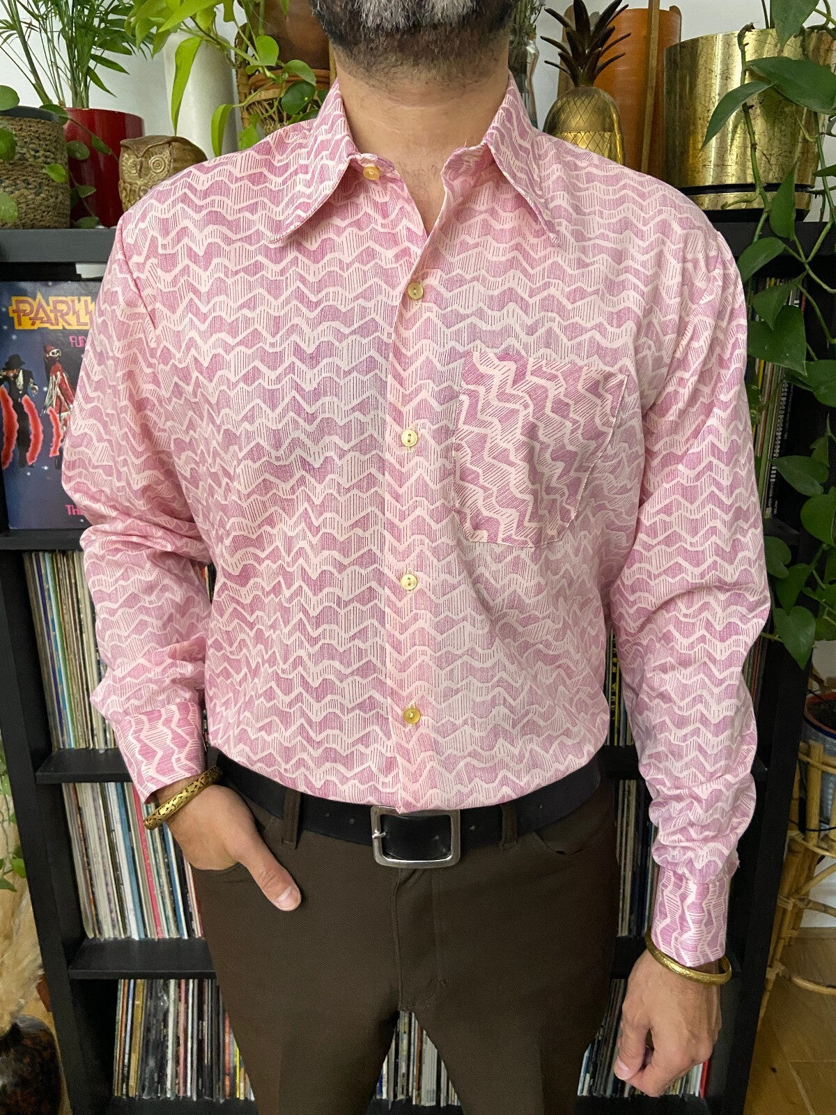 Vintage 1970s Zig-Zag Dagger Collar Shirt