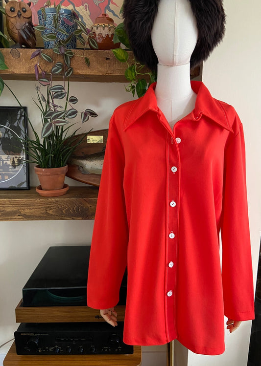 Vintage 1970s Red Dagger Collar Shirt