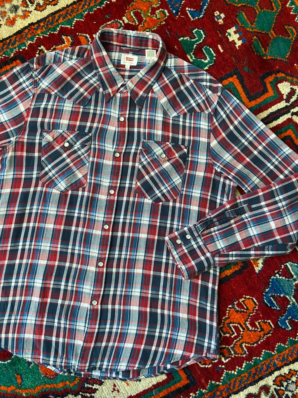 Vintage 90s Red & Navy Levi's Western Shirt