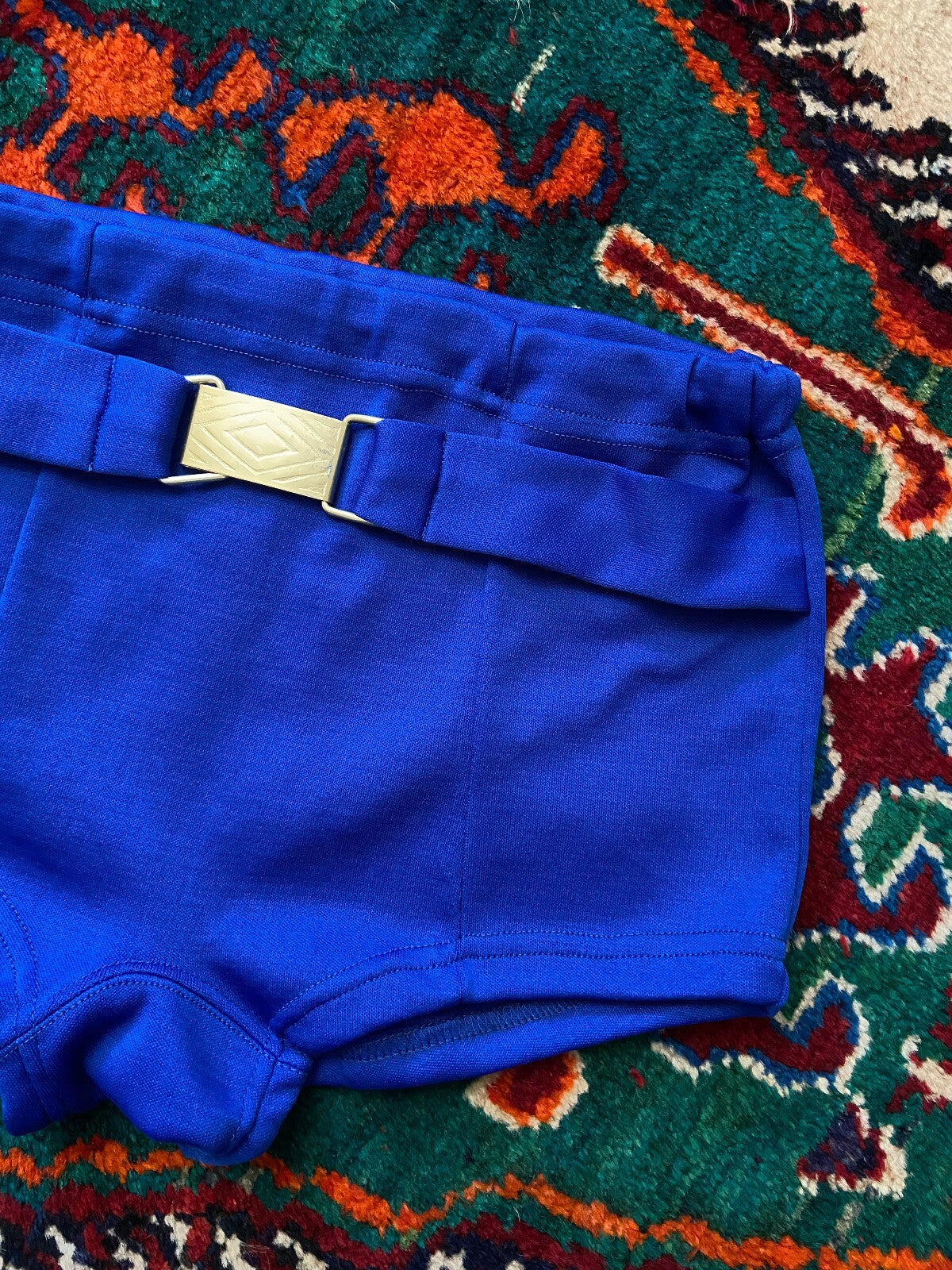 Vintage 1970s Blue Belted Swim Shorts
