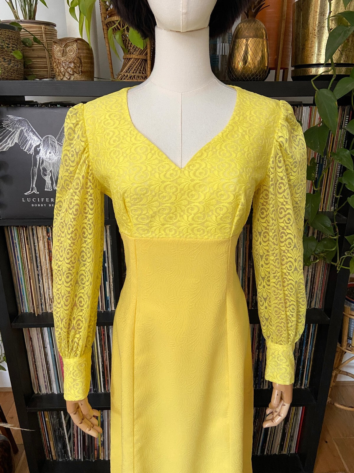Vintage 1970s Bright Yellow Maxi Dress