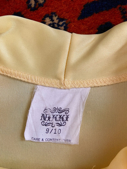 Vintage 1970s Pale Yellow Pussybow Blouse