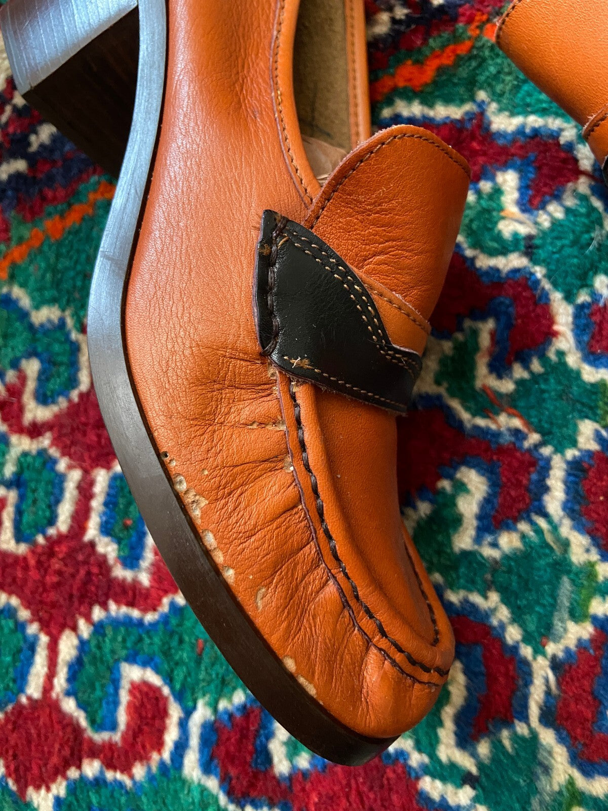 Vintage 1970s Orange Ravel Loafers UK 4.5