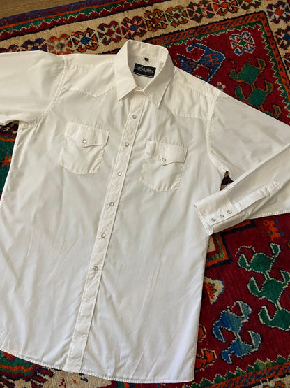 Vintage 1980s Plain White Western Shirt