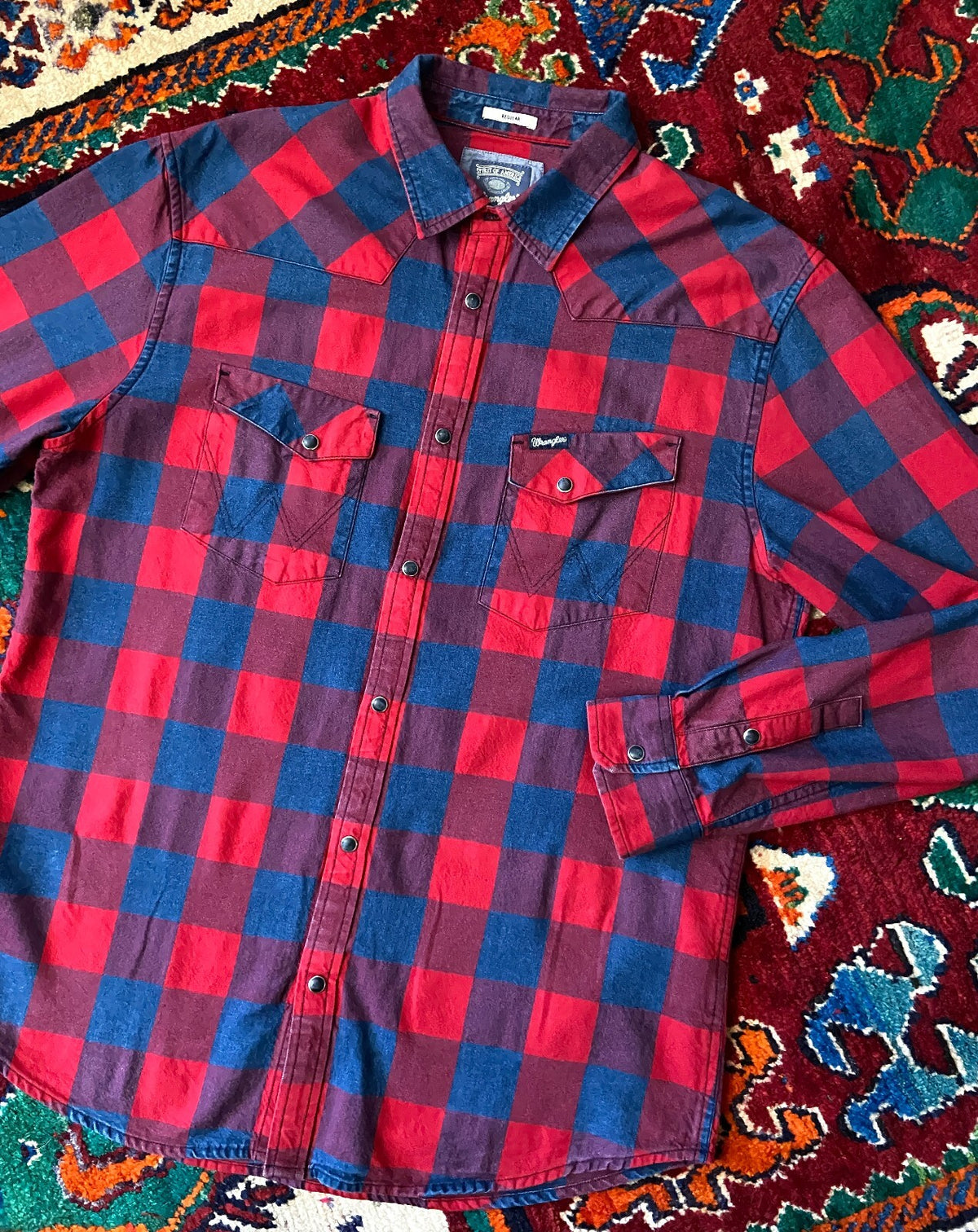 Vintage Y2K Red & Navy Wrangler Western Shirt