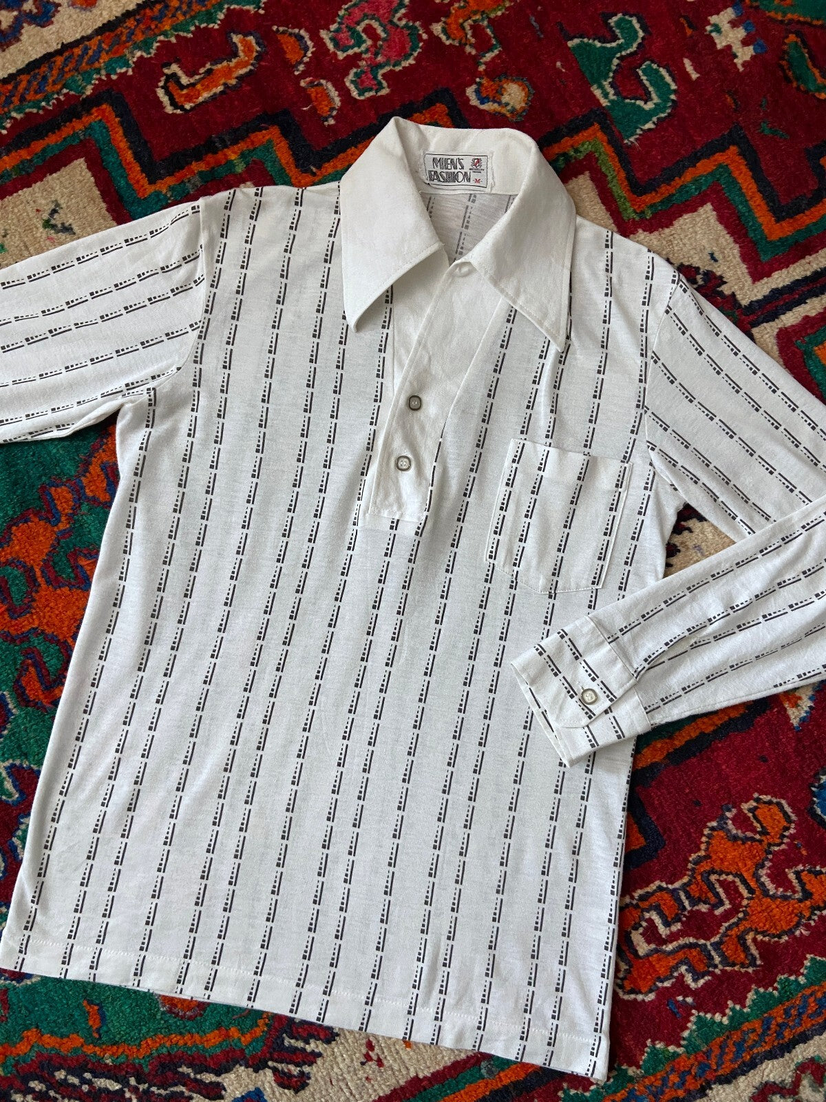Vintage 1970s Japanese Soft Dagger Collar Jersey Top