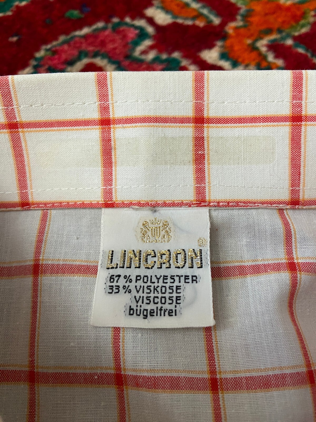Vintage 1970s Red & White Square Check Deadstock Shirt