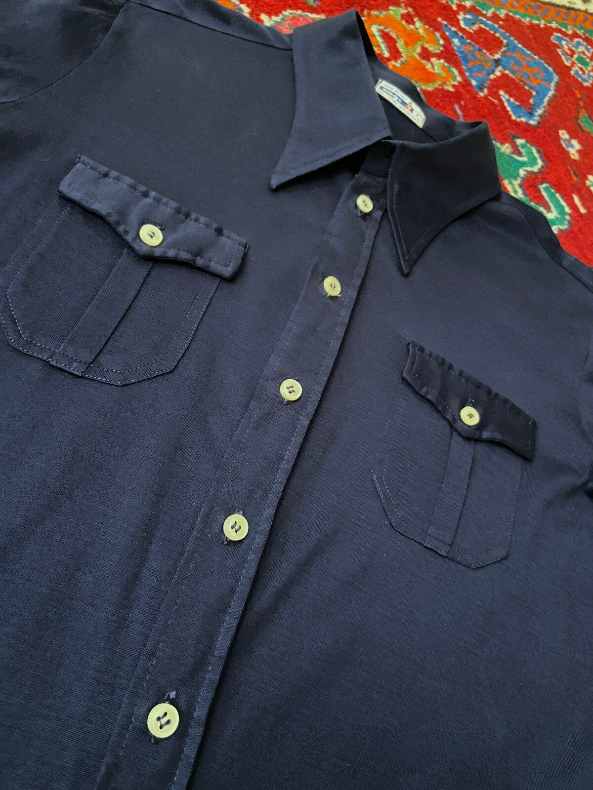 Vintage Italian 1970s Navy Shirt