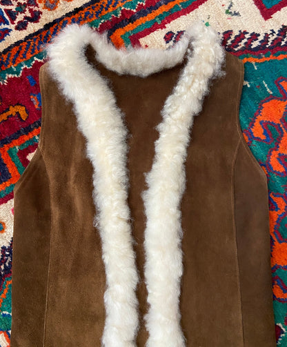Vintage 1970s Brown Suede Penny Lane Vest