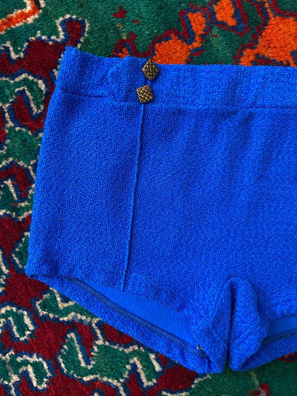 Vintage 1970s Royal Blue Textured Swim Shorts