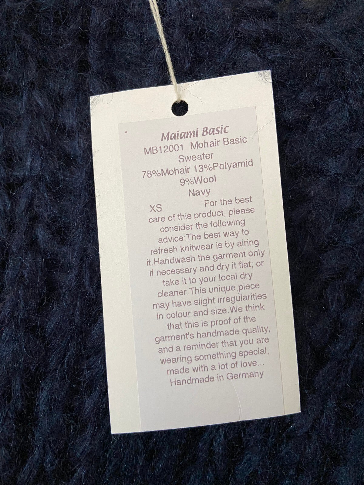 Maiami Navy Loose Knit Handmade Mohair Jumper