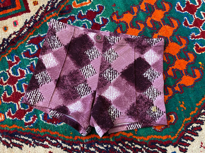 Vintage 1970s Purple & White Seamed Swim Shorts