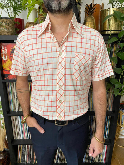 Vintage 1970s Red & White Square Check Deadstock Shirt