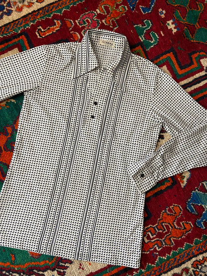 Vintage 1970s Triangle Pattern Dagger Collar Jersey Top