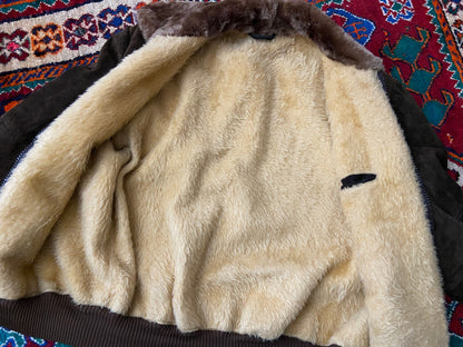 Vintage 1970s Brown Suede Bomber Jacket