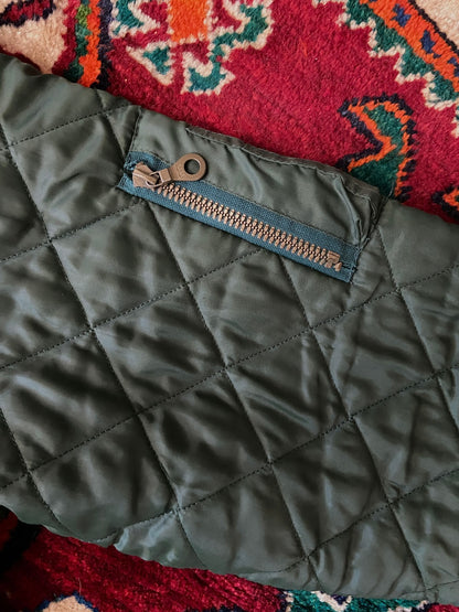 Vintage 1980s Forest Green Quilted Bomber Jacket