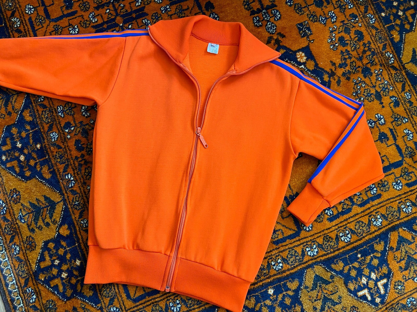 Vintage 1970s Orange Blue Stripe Track Top