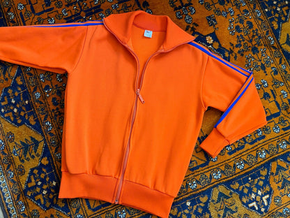 Vintage 1970s Orange Blue Stripe Track Top