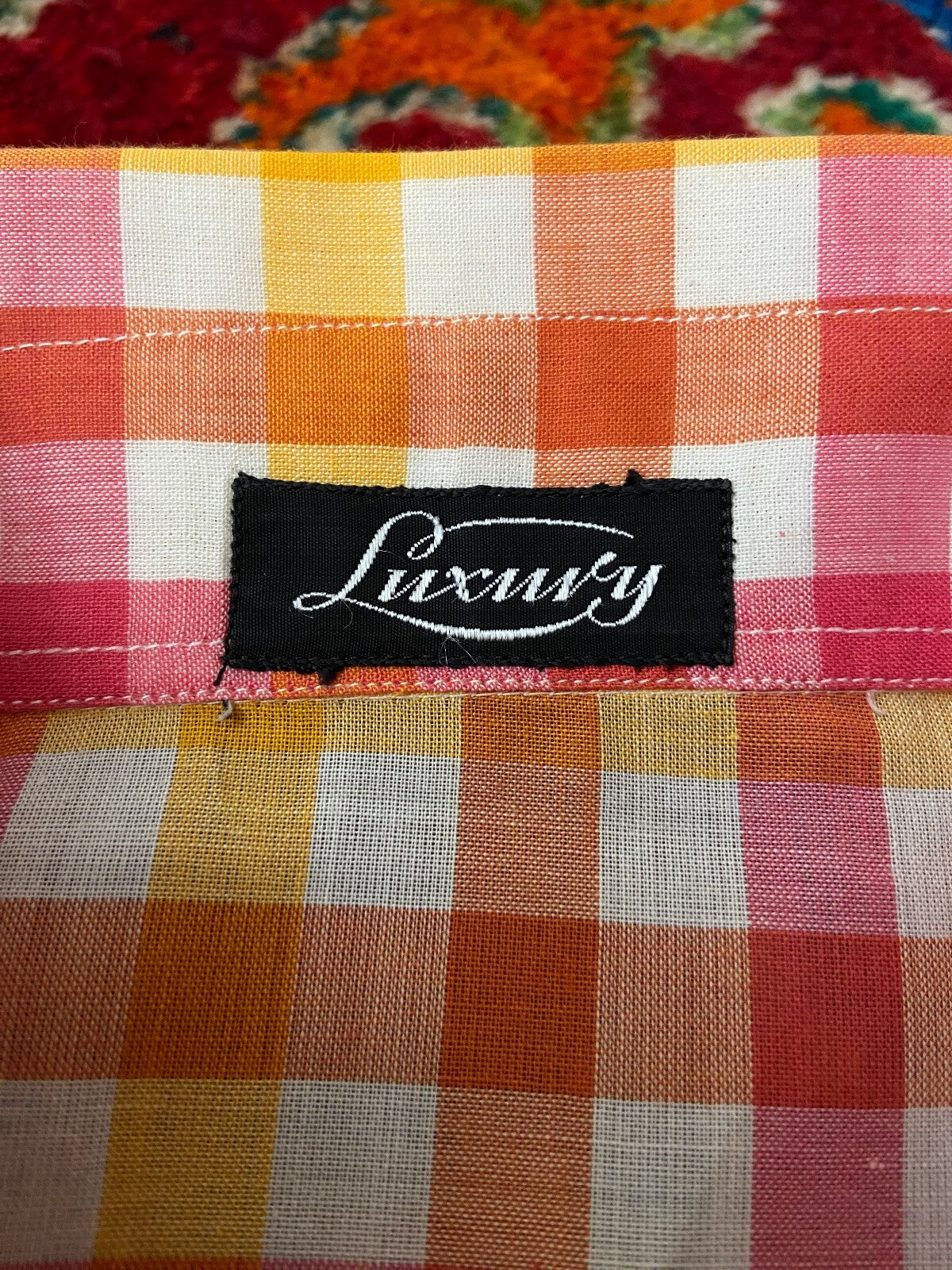 Vintage 1970s Pink & Yellow Deadstock Dagger Collar Shirt